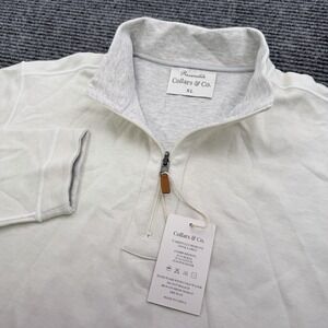 Collars and Co Zen Reversible 1/4 Zip Sweater Men's Size XL Pullover Cream NWT